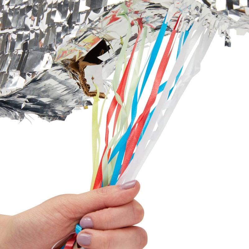 BLUE PANDA Dog Pinata Pull String Bone-Shaped - Small, 16.8 x 10 x 3 in, Silver Foil - Dog Birthday Pinata for Puppy Party - Party Decor & Birthday Decorations - Image 5